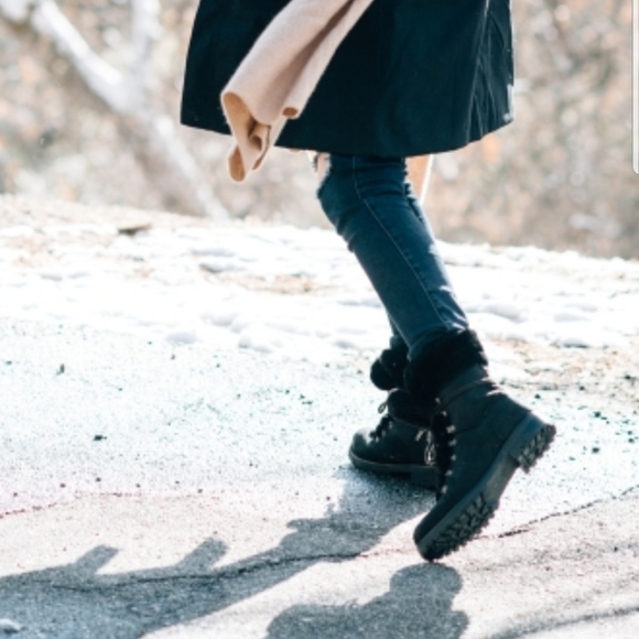 Sorel Shoes - Sorel Black Suede Shearling Combat Moto Boots